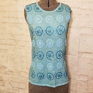 Louise Ricci Beaded Sleeveless Top